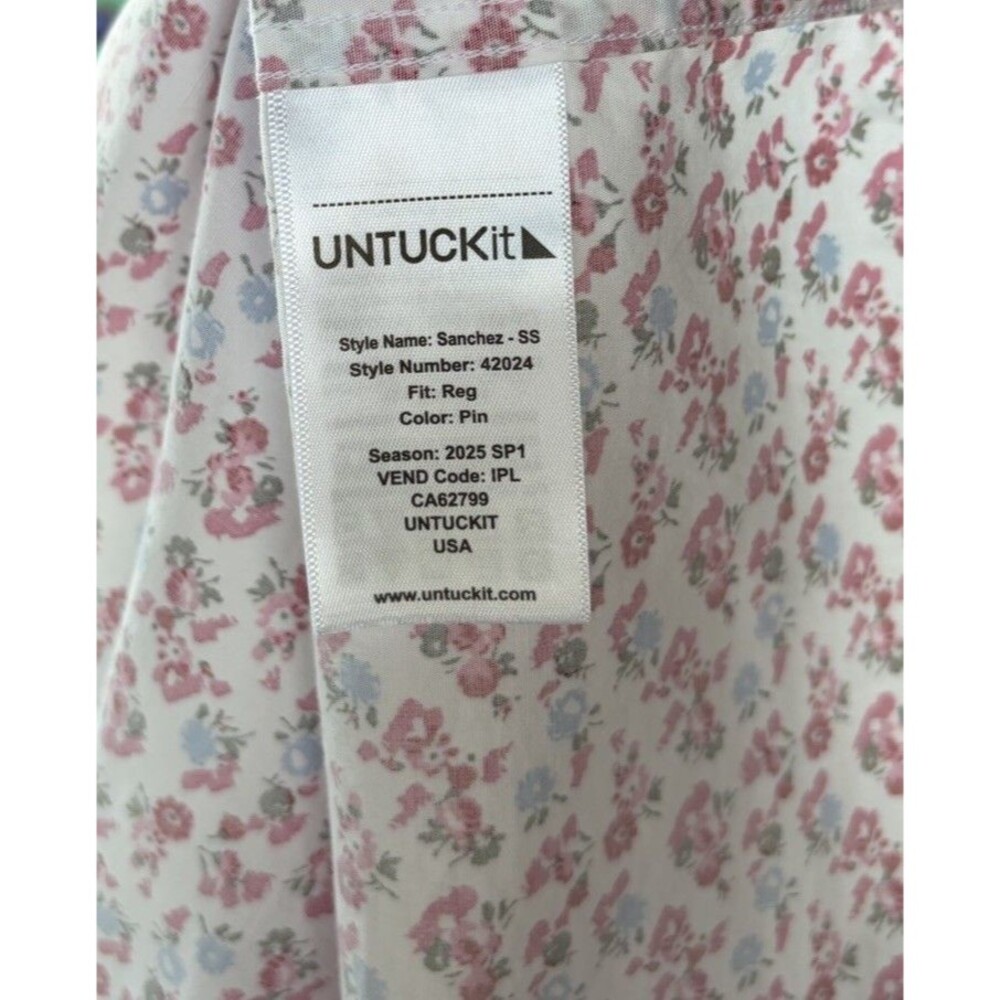 UNTUCKit Men 3XL Short Sleeve Button Down Shirt Pink Floral Sanchez XXXL Organic - Picture 5 of 6